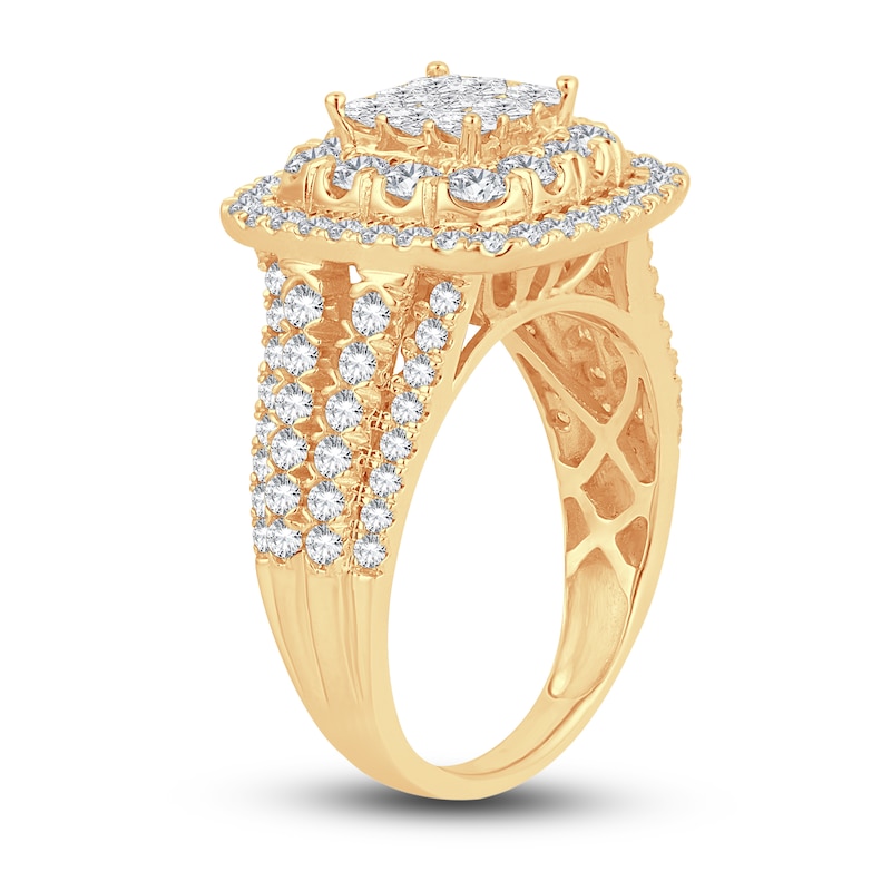Diamond Engagement Ring 1-7/8 ct tw Princess & Round-Cut 14K Yellow Gold