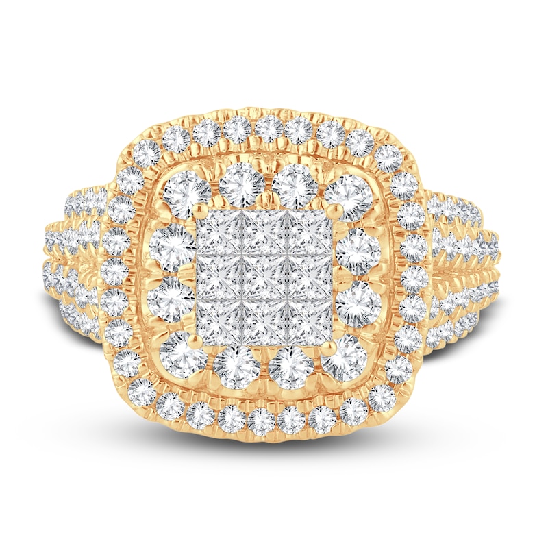 Diamond Engagement Ring 1-7/8 ct tw Princess & Round-Cut 14K Yellow Gold