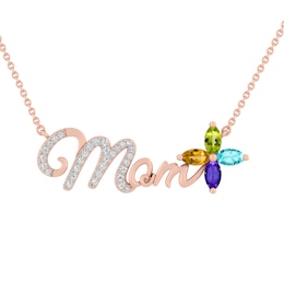 Birthstone 'Mom' Necklace (4 Stones)