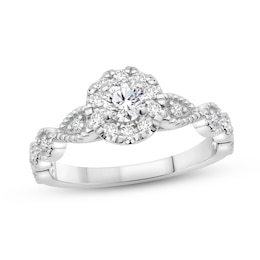 Now + Forever Diamond Engagement Ring 5/8 ct tw Round-cut 14K White Gold