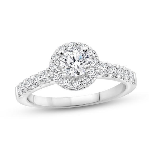Now + Forever Diamond Engagement Ring 1-1/6 ct tw Round-cut 14K White Gold