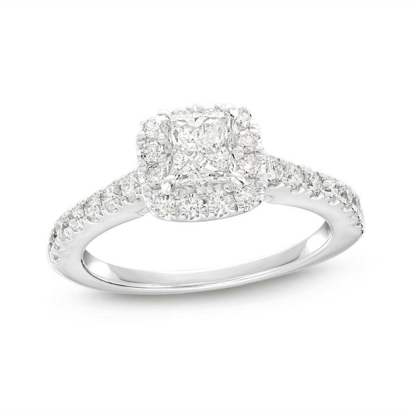 Main Image 1 of Diamond Engagement Ring 1-1/6 ct tw Princess & Round-cut 14K White Gold