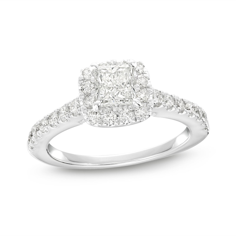 Diamond Engagement Ring 1-1/6 ct tw Princess & Round-cut 14K White Gold