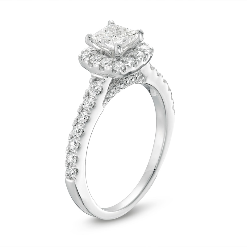 Diamond Engagement Ring 1-1/6 ct tw Princess & Round-cut 14K White Gold
