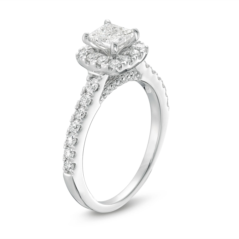 Main Image 2 of Diamond Engagement Ring 1-1/6 ct tw Princess & Round-cut 14K White Gold