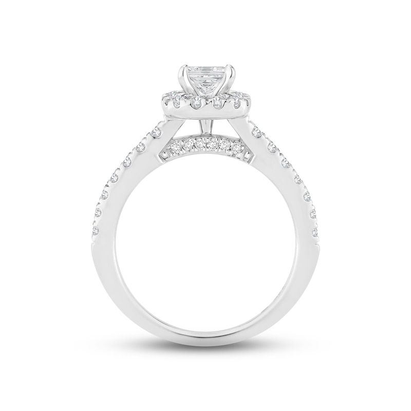 Main Image 3 of Diamond Engagement Ring 1-1/6 ct tw Princess & Round-cut 14K White Gold