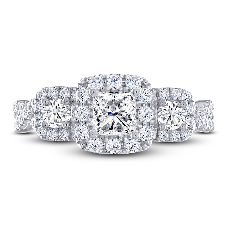 THE LEO Legacy Lab-Created Diamond Princess & Round-Cut Three-Stone Engagement Ring 1 ct tw 14K White Gold