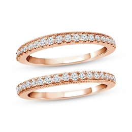 Now + Forever Diamond Double Wedding Band 1/2 ct tw Round-cut 14K Rose Gold