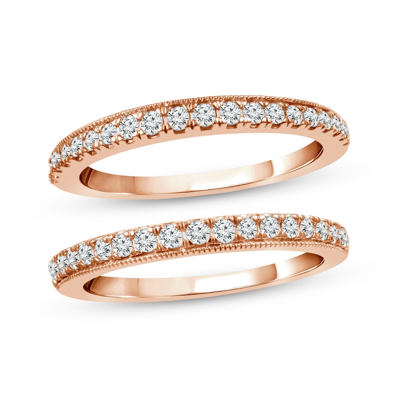 Main Image 1 of Now + Forever Diamond Double Wedding Band 1/2 ct tw Round-cut 14K Rose Gold