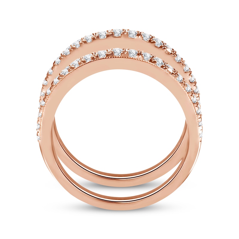 Diamond Double Wedding Band 1/2 ct tw Round-cut 14K Rose Gold