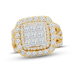 Now + Forever Multi-Diamond Engagement Ring 3 ct tw Princess & Round-cut 14K Yellow Gold