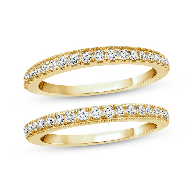 Main Image 1 of Now + Forever Diamond Double Wedding Band 1/2 ct tw Round-cut 14K Yellow Gold