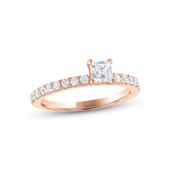 Now + Forever Diamond Engagement Ring 5/8 ct tw Princess & Round-cut 14K Rose Gold