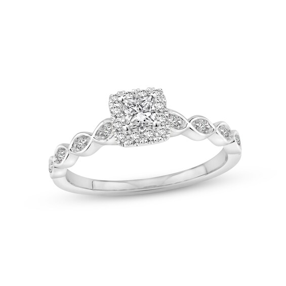 Now + Forever Diamond Engagement Ring 3/8 ct tw Princess & Round-cut 10K White Gold