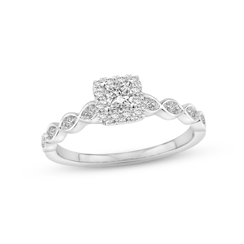 Main Image 1 of Now + Forever Diamond Engagement Ring 3/8 ct tw Princess & Round-cut 10K White Gold