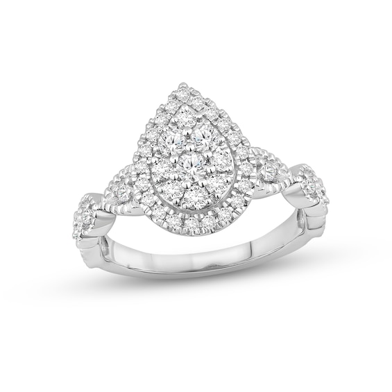 Now + Forever Multi-Diamond Engagement Ring 3/4 ct tw Round-cut 14K White Gold