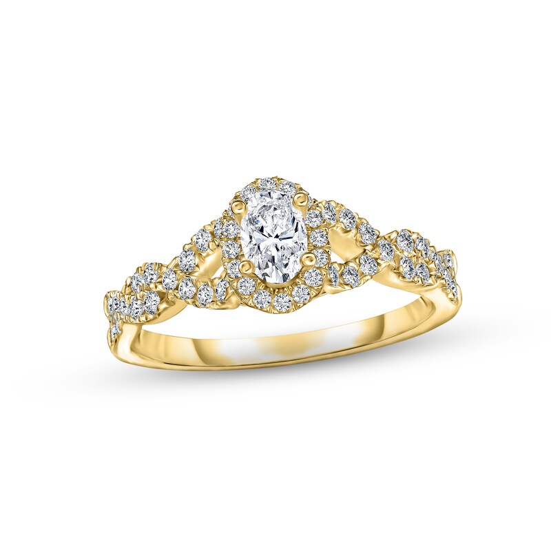 Diamond Engagement Ring 5/8 ct tw Oval & Round-cut 14K Yellow Gold