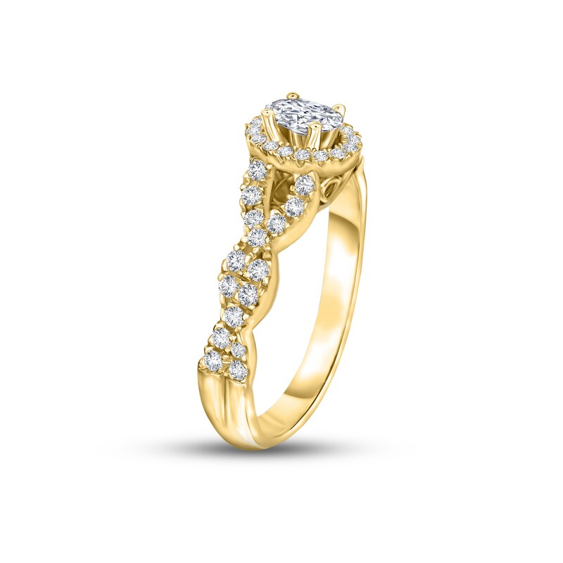 Diamond Engagement Ring 5/8 ct tw Oval & Round-cut 14K Yellow Gold