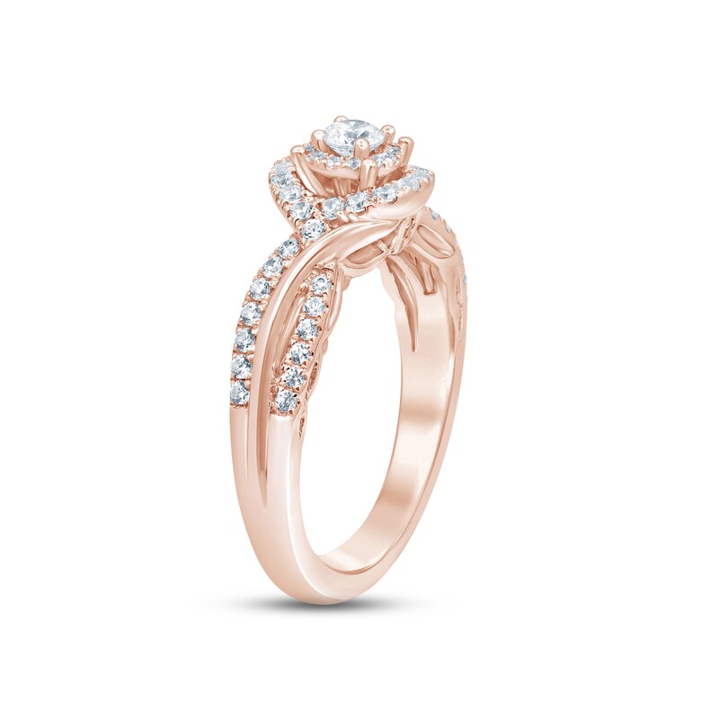 Diamond Halo Engagement Ring 3/8 ct tw Round-cut 14K Rose Gold
