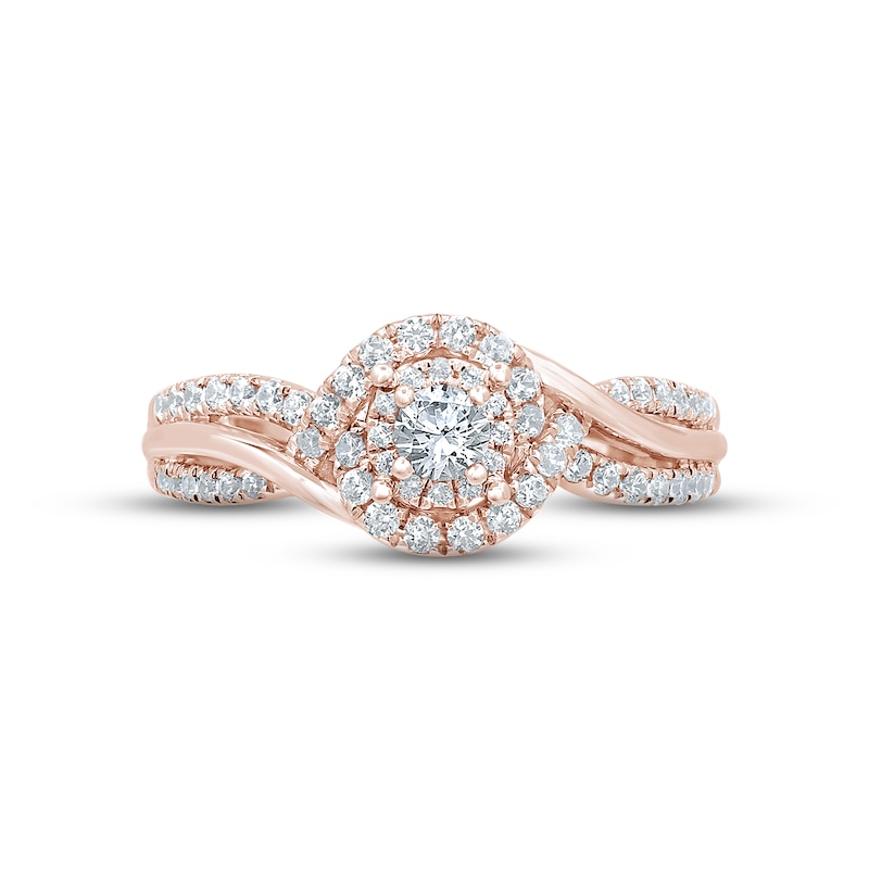 Diamond Halo Engagement Ring 3/8 ct tw Round-cut 14K Rose Gold | Kay