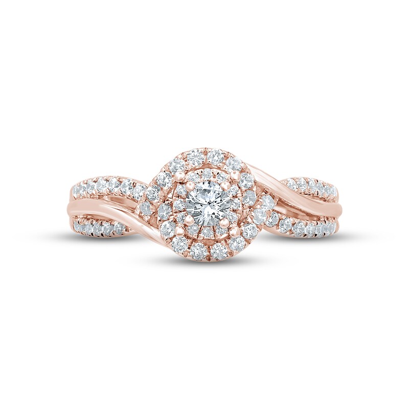 Diamond Halo Engagement Ring 3/8 ct tw Round-cut 14K Rose Gold