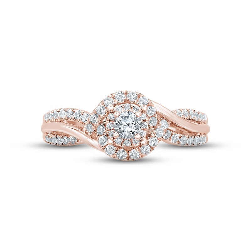 Diamond Halo Engagement Ring 3/8 ct tw Round-cut 14K Rose Gold | Kay