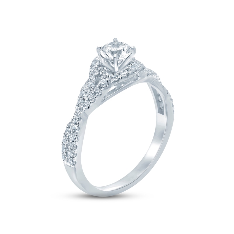 Round-cut Diamond Engagement Ring 3/4 ct tw 14K White Gold
