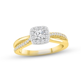 Now + Forever Diamond Engagement Ring 1/2 ct tw Round-cut 14K Two-Tone Gold