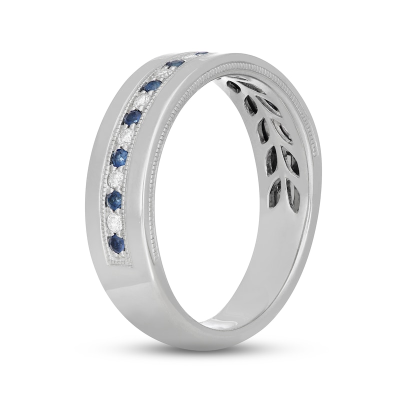 Neil Lane Men's Diamond & Blue Sapphire Wedding Band 1/6 ct tw 14K White Gold