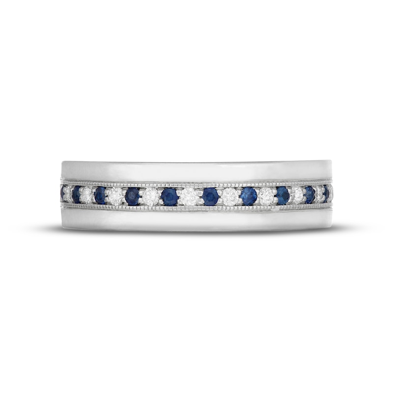 Neil Lane Men's Diamond & Blue Sapphire Wedding Band 1/6 ct tw 14K White Gold