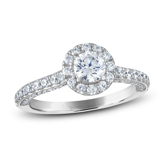 Kay Diamond Halo Engagement Ring 1-1/4 ct tw Round-cut 14K White Gold