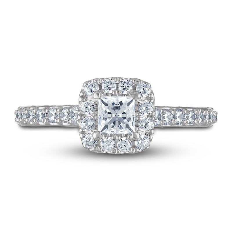 Diamond Engagement Ring 1-1/4 ct tw Princess & Round-cut 14K White Gold