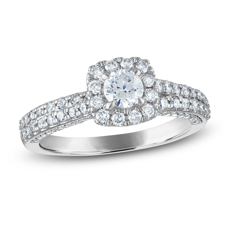 Diamond Engagement Ring 1-1/8 ct tw Round-cut 14K White Gold