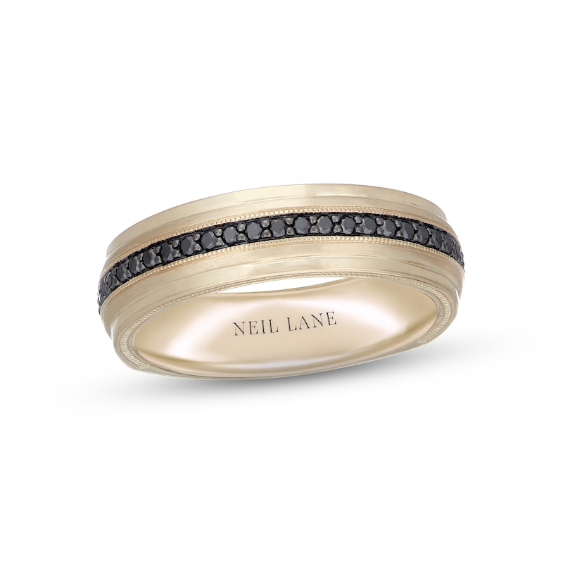 Main Image 1 of Neil Lane Men's Black Diamond Wedding Band 1/4 ct 14K Yellow Gold