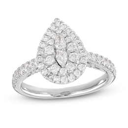 Forever Connected Multi-Diamond Engagement Ring 2 ct tw Pear & Round-cut 14K White Gold