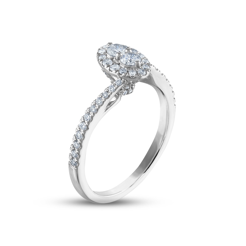 Forever Connected Multi-Diamond Engagement Ring 1/2 ct tw Round-cut 14K White Gold