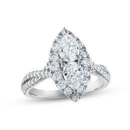 Forever Connected Multi-Diamond Engagement Ring 2 ct tw Pear & Round-cut 14K White Gold