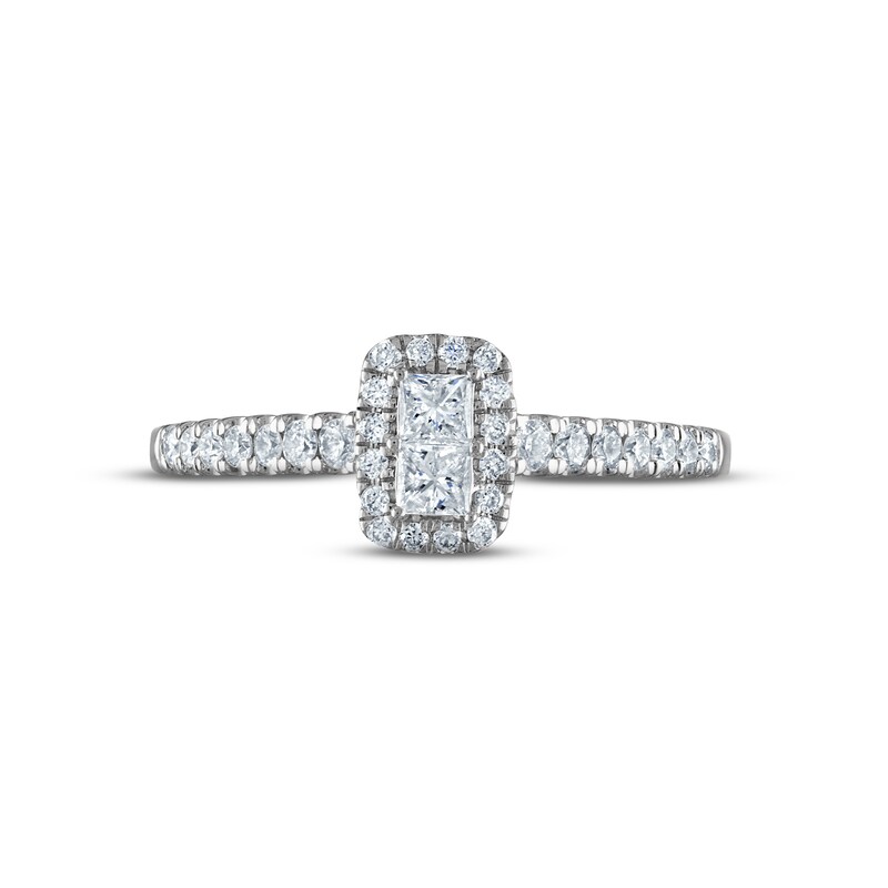 Forever Connected Multi-Diamond Engagement Ring 1/2 ct tw Princess & Round-cut 14K White Gold