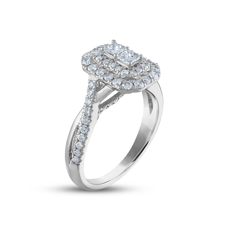 Forever Connected Multi-Diamond Engagement Ring 1 ct tw Princess & Round-cut 14K White Gold