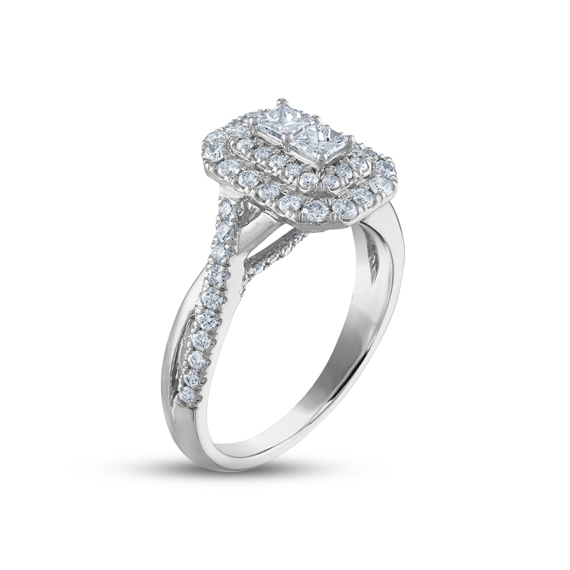 Multi-Diamond Engagement Ring 1 ct tw Princess & Round-cut 14K White Gold