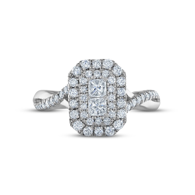 Multi-Diamond Engagement Ring 1 ct tw Princess & Round-cut 14K White Gold