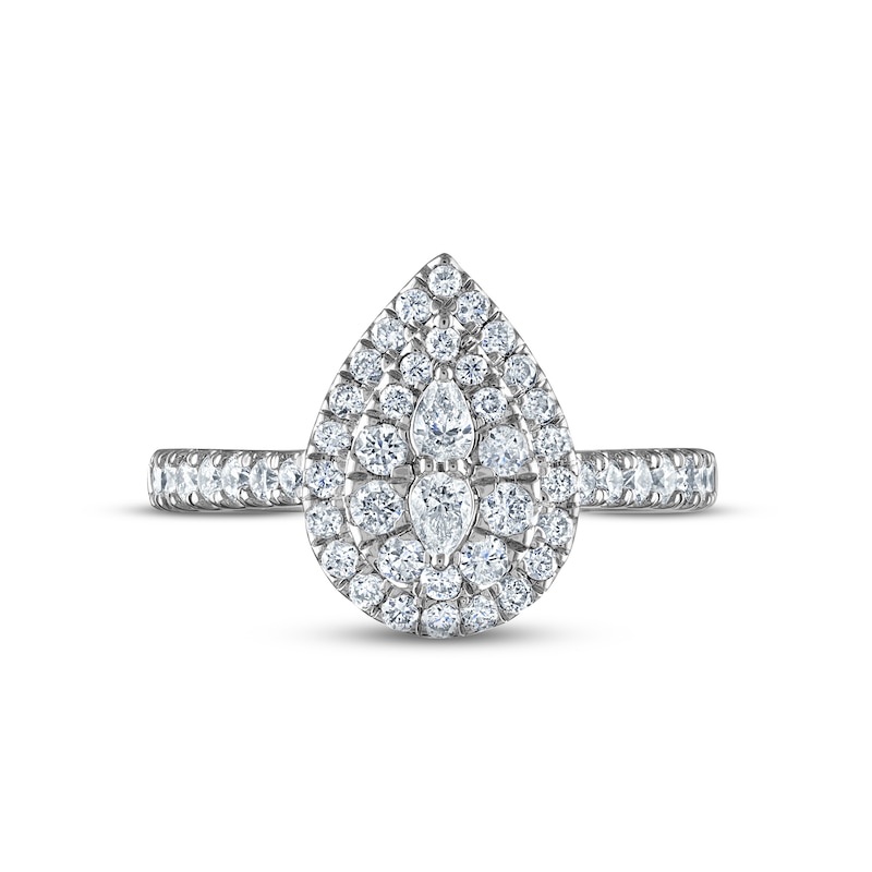 Multi-Diamond Engagement Ring 1 ct tw Pear & Round-cut 14K White Gold