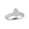 Diamond Halo Engagement Ring 1-1/8 ct tw Pear & Round-cut 14K White Gold