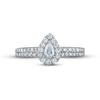 Diamond Halo Engagement Ring 1-1/8 ct tw Pear & Round-cut 14K White Gold