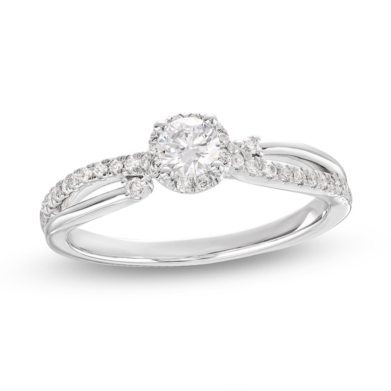Kay Diamond Halo Engagement Ring 3/8 ct tw Round-cut 14K White Gold