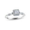 Thumbnail Image 0 of Diamond Halo Engagement Ring 1/2 ct tw Princess, Round & Baguette-cut 14K White Gold