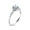 Thumbnail Image 1 of Diamond Halo Engagement Ring 1/2 ct tw Princess, Round & Baguette-cut 14K White Gold