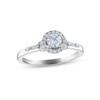 Thumbnail Image 0 of Diamond Halo Engagement Ring 1/2 ct tw Round & Baguette-cut 14K White Gold