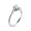 Thumbnail Image 1 of Diamond Halo Engagement Ring 1/2 ct tw Pear & Round-cut 14K White Gold