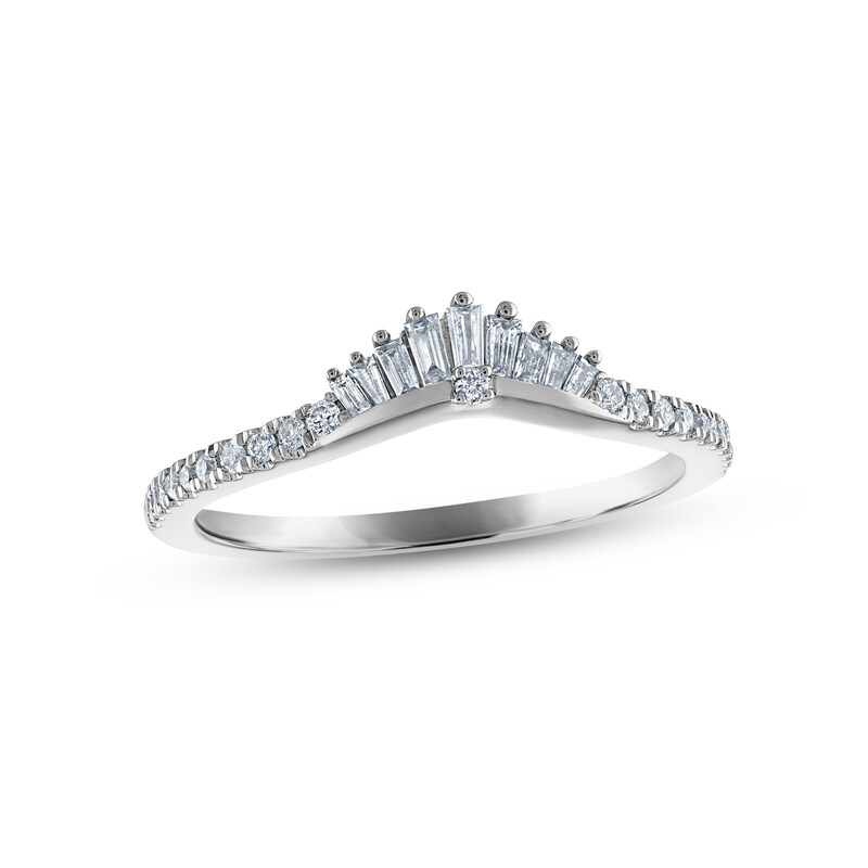 Diamond Wedding Band 1/5 ct tw Baguette & Round-cut 14K White Gold